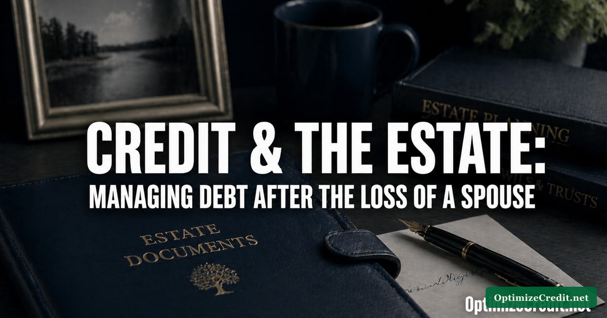 Credit & The Estate: editorial photo of a dignified estate folder and fountain pen with a soft-focus couple's photograph