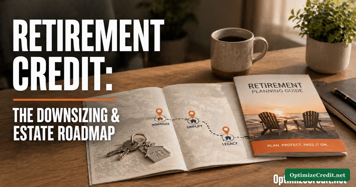 Retirement Credit Roadmap: editorial photo of a travel brochure and house keys resting on a vintage roadmap